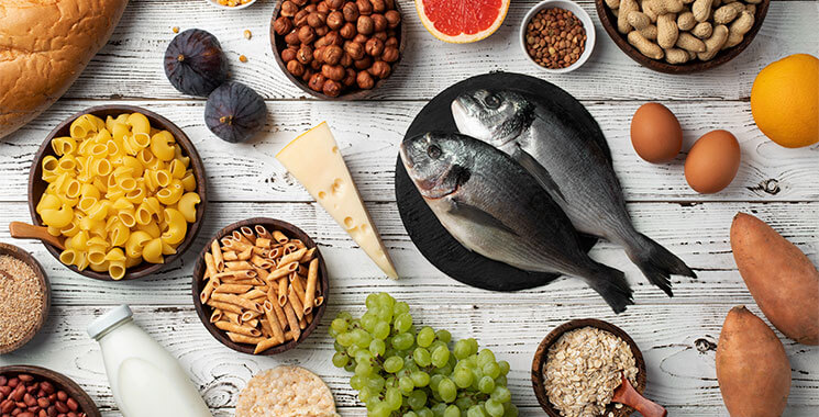 Array of common food allergies