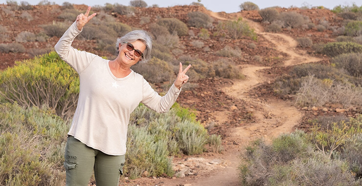 Senior walking outdoors