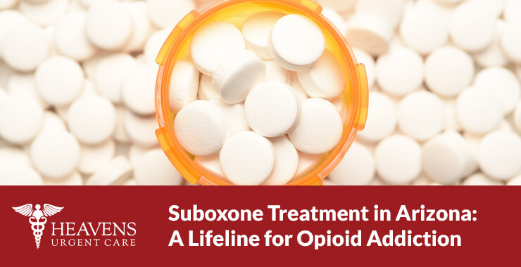 opioid pill with the text "Suboxone treatment in Arizona: A lifeline for Opioid Addiction."