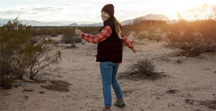 A woman taking a walk in the Arizona desert